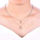 Sterling Silver Hamsa Hand Peace Sign Pendant Necklace Multilayer Chain Layered Jewelry