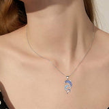 Dolphin Necklace 925 Sterling Silver Dolphin Jewelry with Blue CZ Necklace For Women