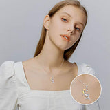 Mermaid Necklaces for Women 925 Sterling Silver Sea Mermaid Crescent Moon Star Necklace for Women,Bule Cubic Zircon Little Mermaid Jewelry for Teen Women Birthday Gift