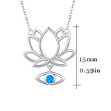 S925 Sterling Silver Lotus Flower Necklace Evil Eye Necklaces White Opal Pendant Flower Yoga Jewelry for Women