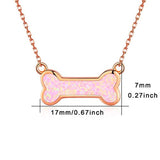 S925 Sterling Silver Pink Created Opal Dog Bone Pendant Necklace Rose Gold Plated Jewelry Gift for Her for Animal Lovers