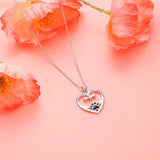 S925 Sterling Silver Cute paw & bone Heart Pendant Necklace for Dog Lover Women Paw Jewelry 18 inches
