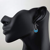 925 Sterling Silver Simulated Blue Turquoise Teardrop Dangle Earrings