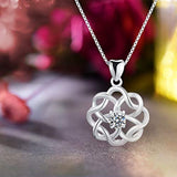 925 Sterling Silver CZ Simulated Diamond Vintage Celtic Knot Pendant Necklace Cubic Zirconia Pendant with Necklaces for Girls and Women