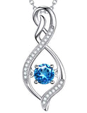  Silver CZ Infinity Blue Topaz Gemstone Necklace Pendants