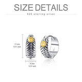 925 Sterling Silver Feather Cross Hoop Earrings for Women Girls,  Huggie Small Hoop Earrings for Men Boys