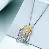 You are My Sunshine Necklace Gifts Sterling Silver Sunflower Necklace for Women Girls Friendship Her