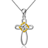 Silver Jewelry - Celtic Knot Cross Infinity Rhombus Pendant Necklace