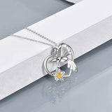 S925 Sterling Silver Heart Hummingbird Pendant Necklace Jewelry for Women Teens Birthday Gift