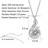 White Gold Plated 925 Sterling Silver Phenix  Moissanite Pendant Necklace for Women