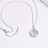 Dolphin Necklace for Women Girls 925 Sterling Silver Cute Circle Cubic Zirconia Dolphin Pendant Necklace