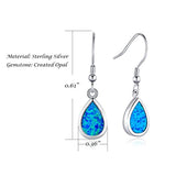 Sterling Silver Opal Dangle Earrings Blue Teardrop Drop Earrings October Birthstone Fine Jewelry for Women Girls