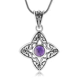 Purple Amethyst Glass Filigree Cross Pendant Necklace