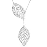 Lariat Leaves Necklace 925 Sterling Silver Jewelry for Woman