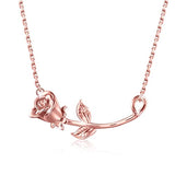 Silver Cute Rose Necklace Flower Jewelry