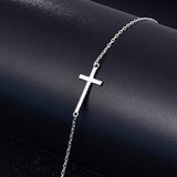 925 Sterling Silver Ankle Side Cross Adjustable Anklet Jewelry Foot Chain for Women Girls