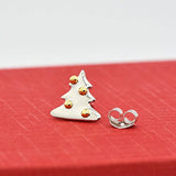 Christmas Themed Gift Earrings Jewelry New Year Presents Christmas Tree 925 Sterling Silver Stud Earrings For Women Girls