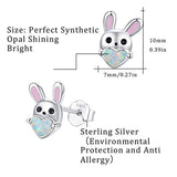 Sterling Silver Opal Bunny Stud Earrings for Women