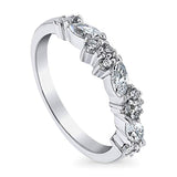 Rhodium Plated Sterling Silver Cubic Zirconia CZ Cluster Anniversary Promise Wedding Band