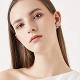 Sterling Silver Cube Stud Earrings with Blue Aurora Crystals from Swarovski  for Her Fine Jewelry