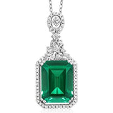 Green Simulated Emerald Pendant Necklace