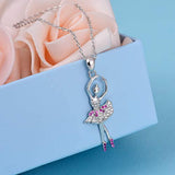 Silver Dancing Ballerina Necklace Recital Dancer Gift Ballet Pendant Necklace for Girls Women