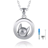 925 Sterling Silver Cremation Keepsake Ash Memorial Jewelry Cat Pendant Necklace for Ashes