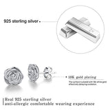 925 Sterling Silver Rose Stud Earrings Hypoallergenic Flower Earrings Jewelry For Women And Girls