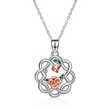 Silver Celtic Knot Necklace Rose Flower Pendant