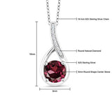 925 Sterling Silver Red Rhodolite Garnet and DiamondInfinity Pendant Necklace 1.07 Ct Round with 18 Inch Silver Chain