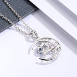 Sterling Silver Moon Reindeer Pendant Charm Chain Necklace Freedom Deer Necklace Relationship Friendship Best Friend for Women Girs Teens