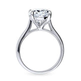 Rhodium Plated Sterling Silver Oval Cut Cubic Zirconia CZ Statement Solitaire Engagement Ring