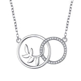 Mother and Daughter Necklace 925 Sterling Silver Infinity Double Circles and Leaf Necklace Jewelry for Women