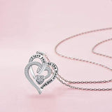 Heart Necklace for Women 925 Sterling Sliver Heart Pendants Engraved I Love You to The Moon and Back Necklaces for Valentine's Day with Jewelry Gift Box