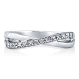 Rhodium Plated Sterling Silver Cubic Zirconia CZ Infinity Anniversary Fashion Right Hand Ring