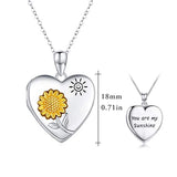 You are My Sunshine Necklace Sunflower Locket S925 Sterling Silver with  Gold Plated Photo Locket Necklace That Holds Pictures