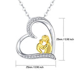 Mother's Day  Mother &Child/Baby Necklaces Yellow Gold Plated Sterling Silver CZ Jewelry Gift for Women