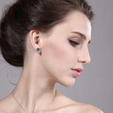 14K Gold  Blue Round Created Moissanite Stud Earrings For Women