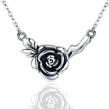 Rose Flower Necklace Pendants S925 Sterling Silver Jewelry Gifts for Women