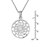 Supreme Sun Wheel 925 Sterling Silver Pendant Necklace