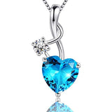  Silver Love Heart Infinity Birthstone Teardrop Pendant Necklace