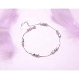 S925 Sterling Silver Anklet for Women Girl Silver Beaded Charm Adjustable Foot Anklet Jewelry Birthday Gift