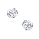 Hammered Geometric Round Spiral Swirl Small Stud Earrings For Women For Teen 925 Sterling Silver