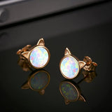 Cat Earrings Opal Earrings 18K Gold Plated Sterling Silver Opal Jewelry for Women Opal Cat Stud Earrings Opal Jewelry for Women