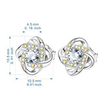 Mother's Day Gifts Cubic Zirconia Stud,Knot Earrings In S925 Sterling Silver Paved CZ Infinity Earrings For Women