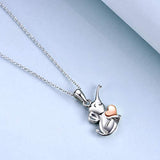 Sterling Silver Cute Elephant Rose Gold Plated Heart Pendant Necklace Jewelry Gifts for Women Girls