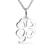 Heart Flower Shamrock Good Luck Charm Four Leaf Clover Pendant Necklace For Women For Teen 925 Sterling Silver