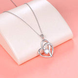 925 Sterling Silver I love you forever Cubic Zirconia Heart Pendant Necklace for Women Birthday Gifts