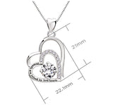 Sterling Silver Friends are Joined by Love Hearts Double Love Heart Cubic Zirconia Pendant Necklace