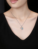 Fine Jewelry for Women Sterling Sliver Blue Topaz Natural Gemstone Love Heart Pendant Necklace